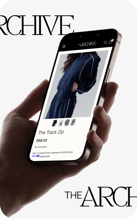 The Archive Shopify homepage design featuring its fashion collection, shown on desktop and mobile.