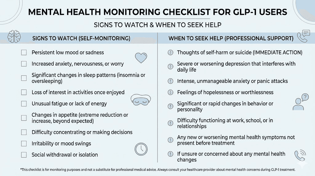 Mental health monitoring guide for semaglutide and tirzepatide users