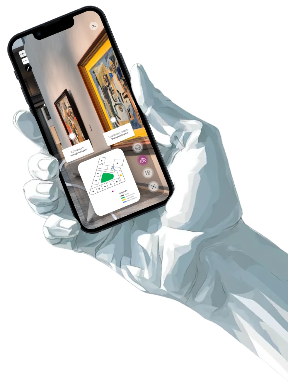 Illustrazione di una mano che tiene un telefono