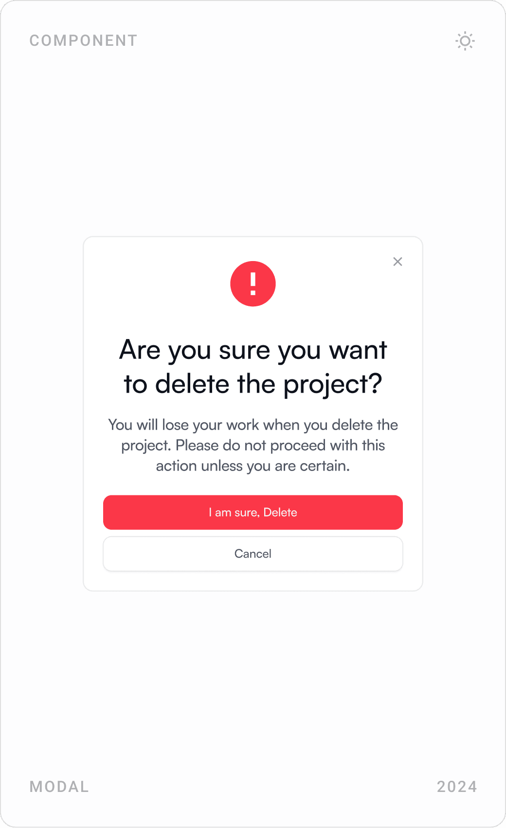 Modern Critical Action Confirmation Modal Design
