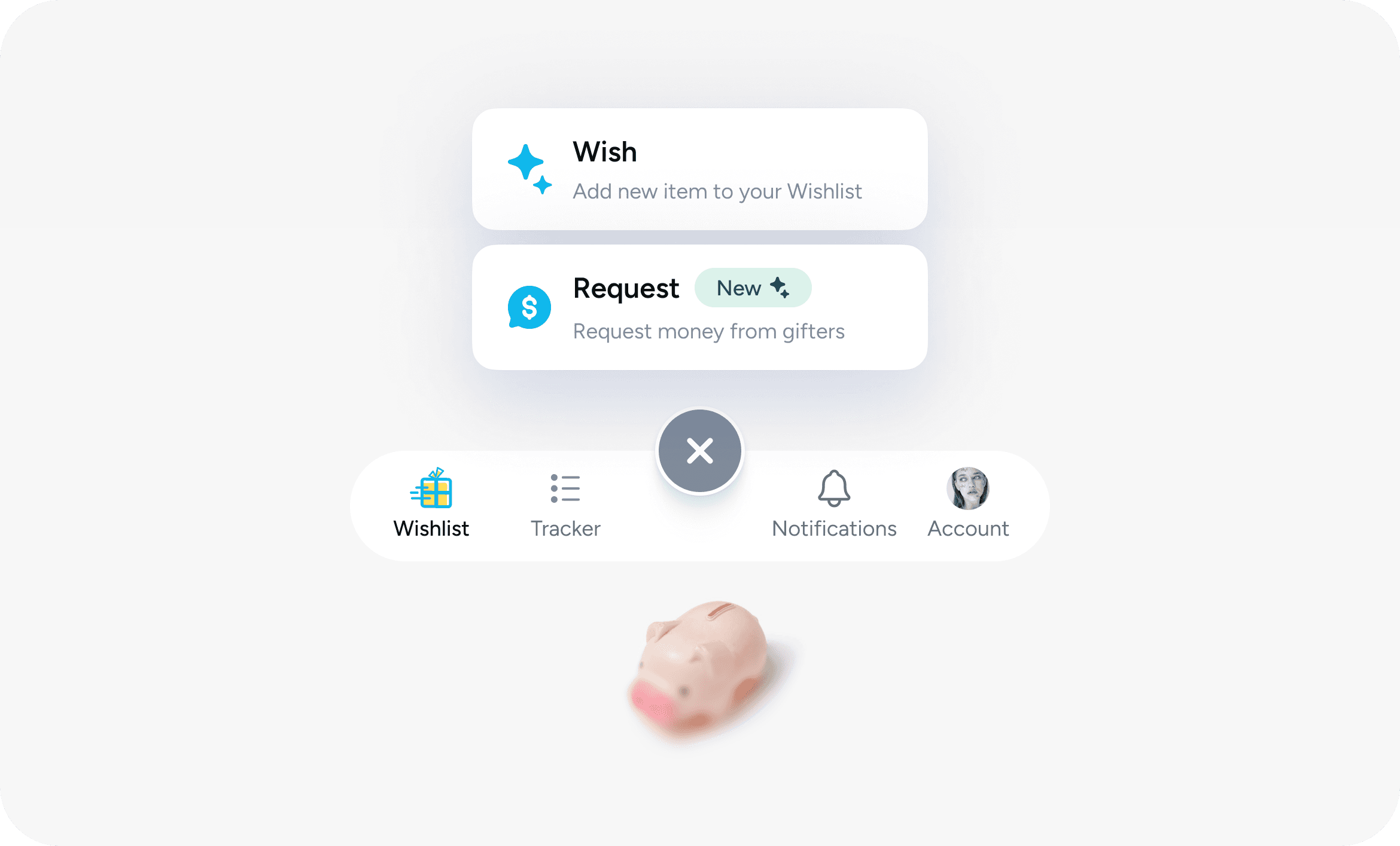 the expanded plus button in the app, you can either add a new wish or create a request