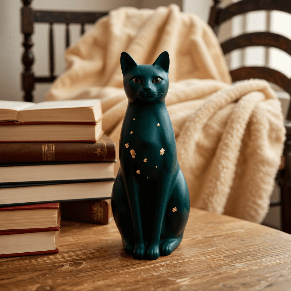 product photography of a decorative bookmark shaped like a cat, used for marking pages in books