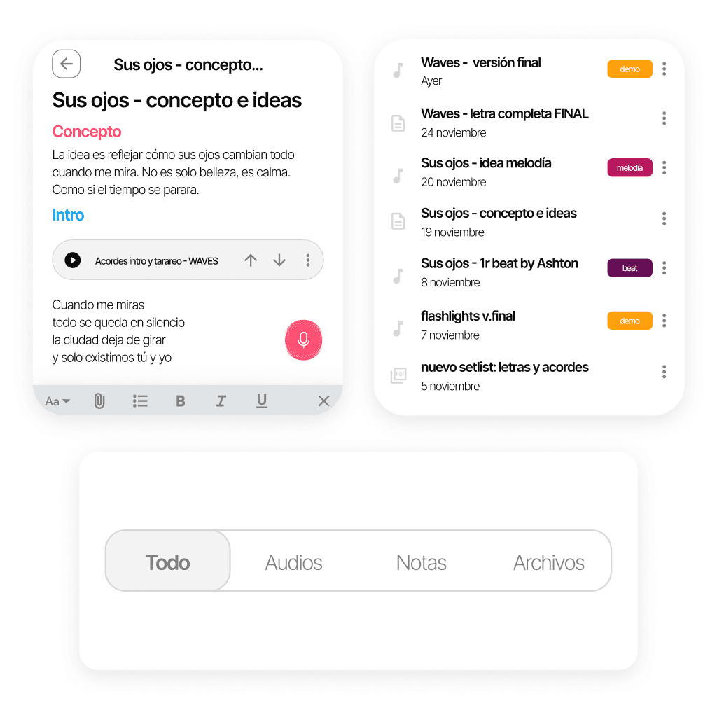 Nota con letra de canción y archivos de audio etiquetados en Zoundroom