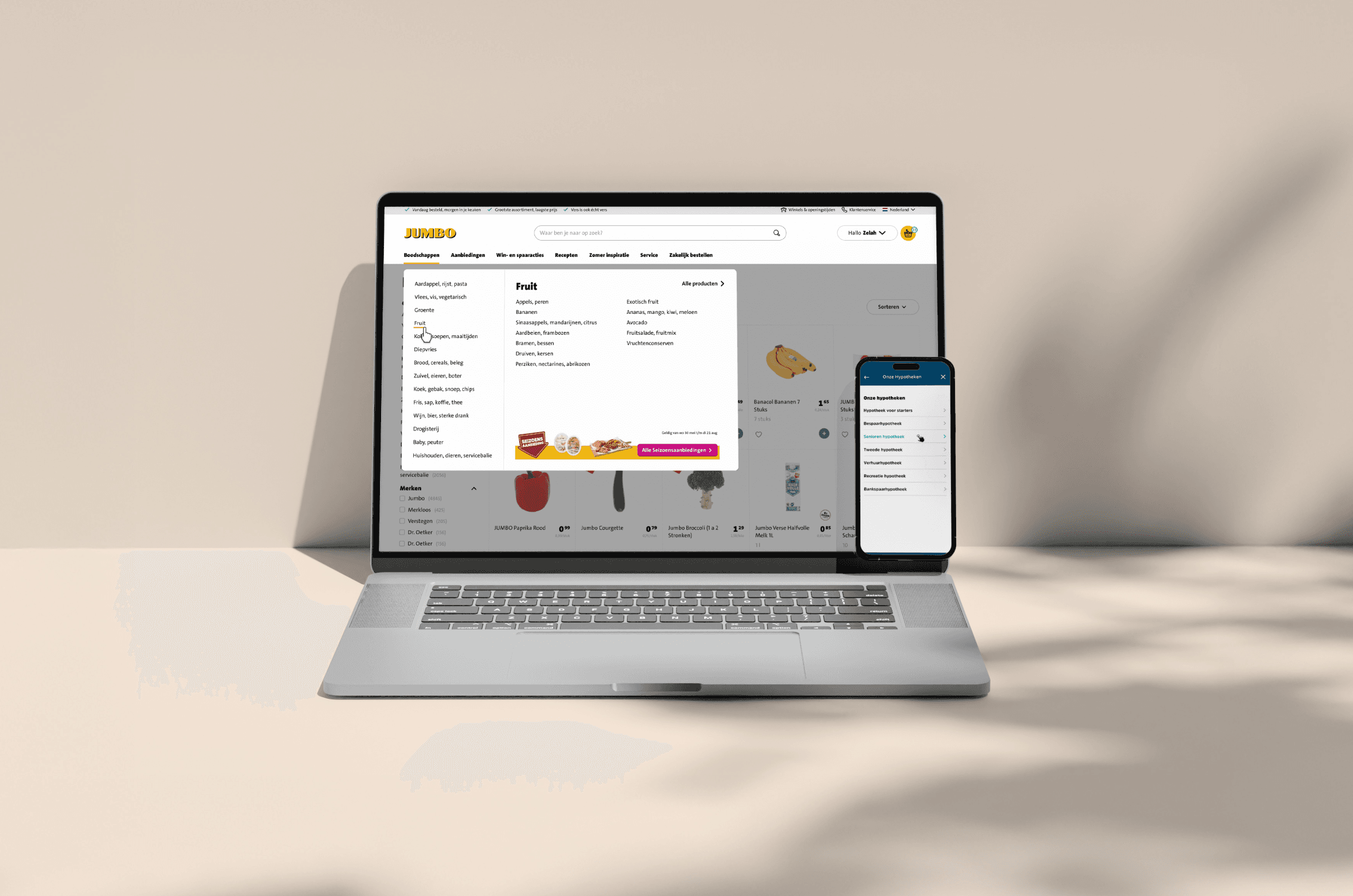 Mockup of mega menu concept