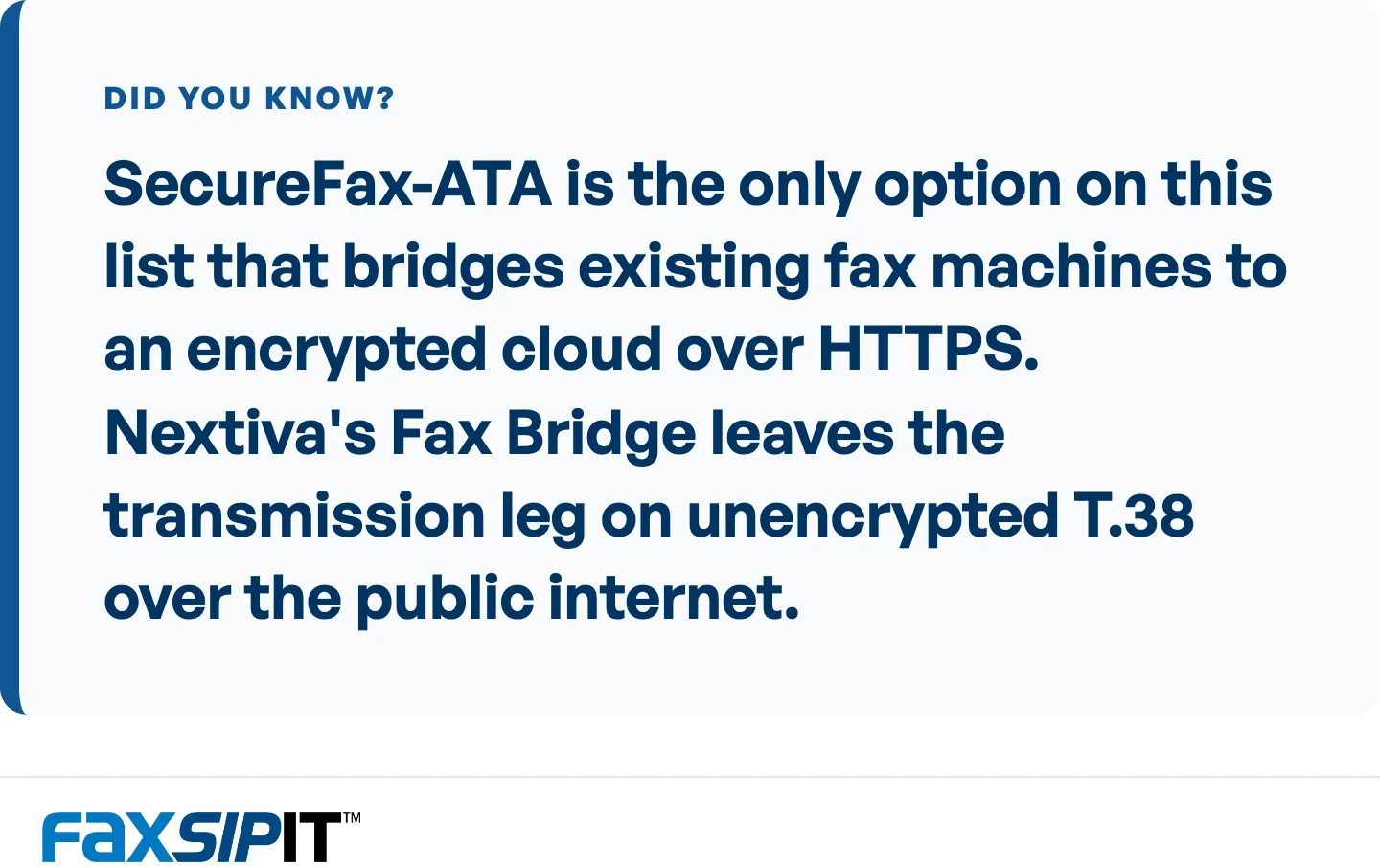 Why the last-mile encryption difference matters for floor-standing fax machines.