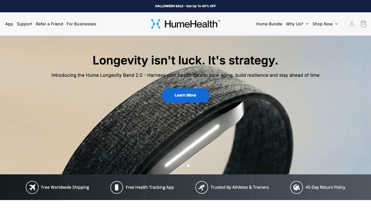 Hume Health Band website