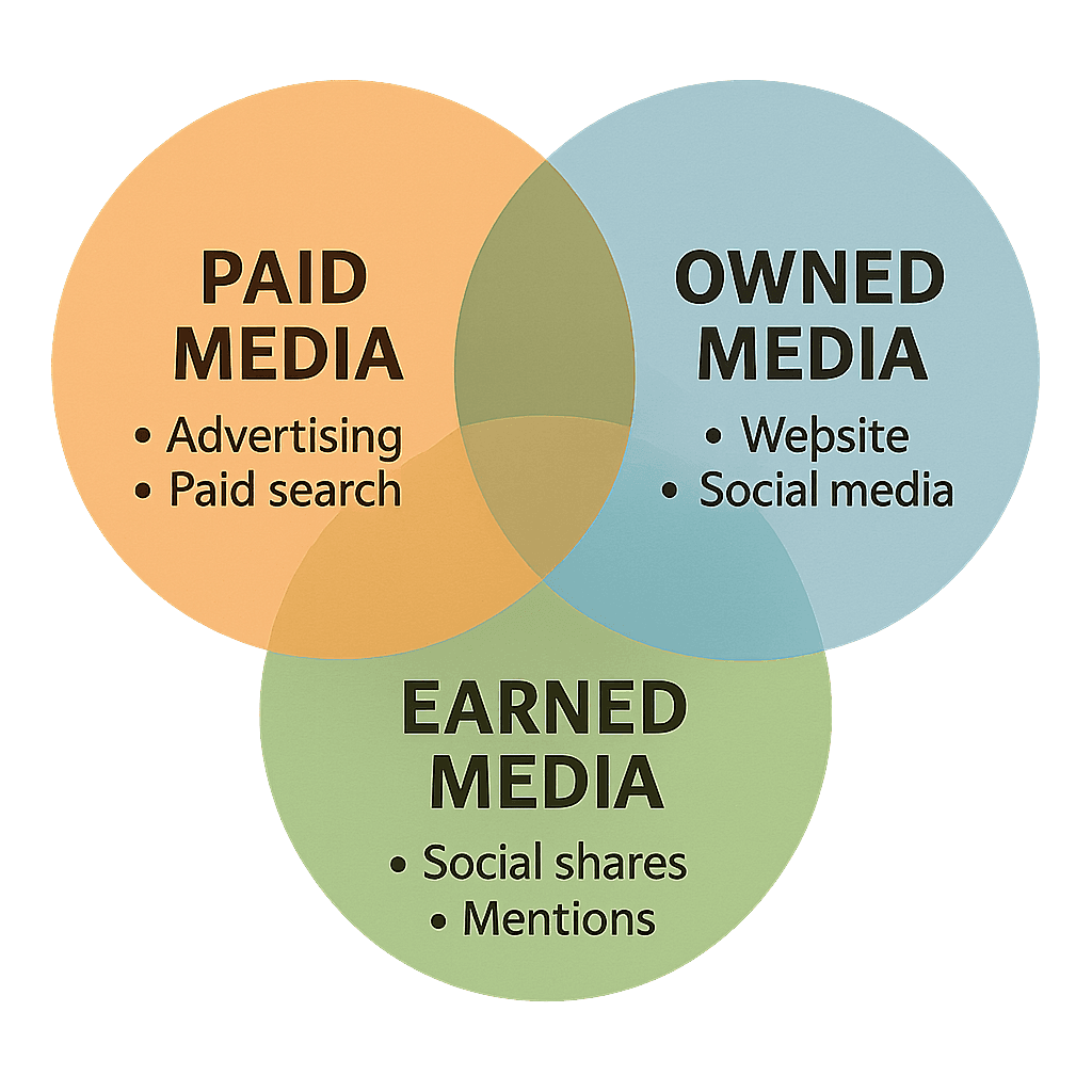 Infographic showing the relationship between paid, owned, and earned media