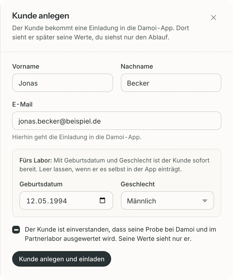 Partner-Portal: Kunde anlegen