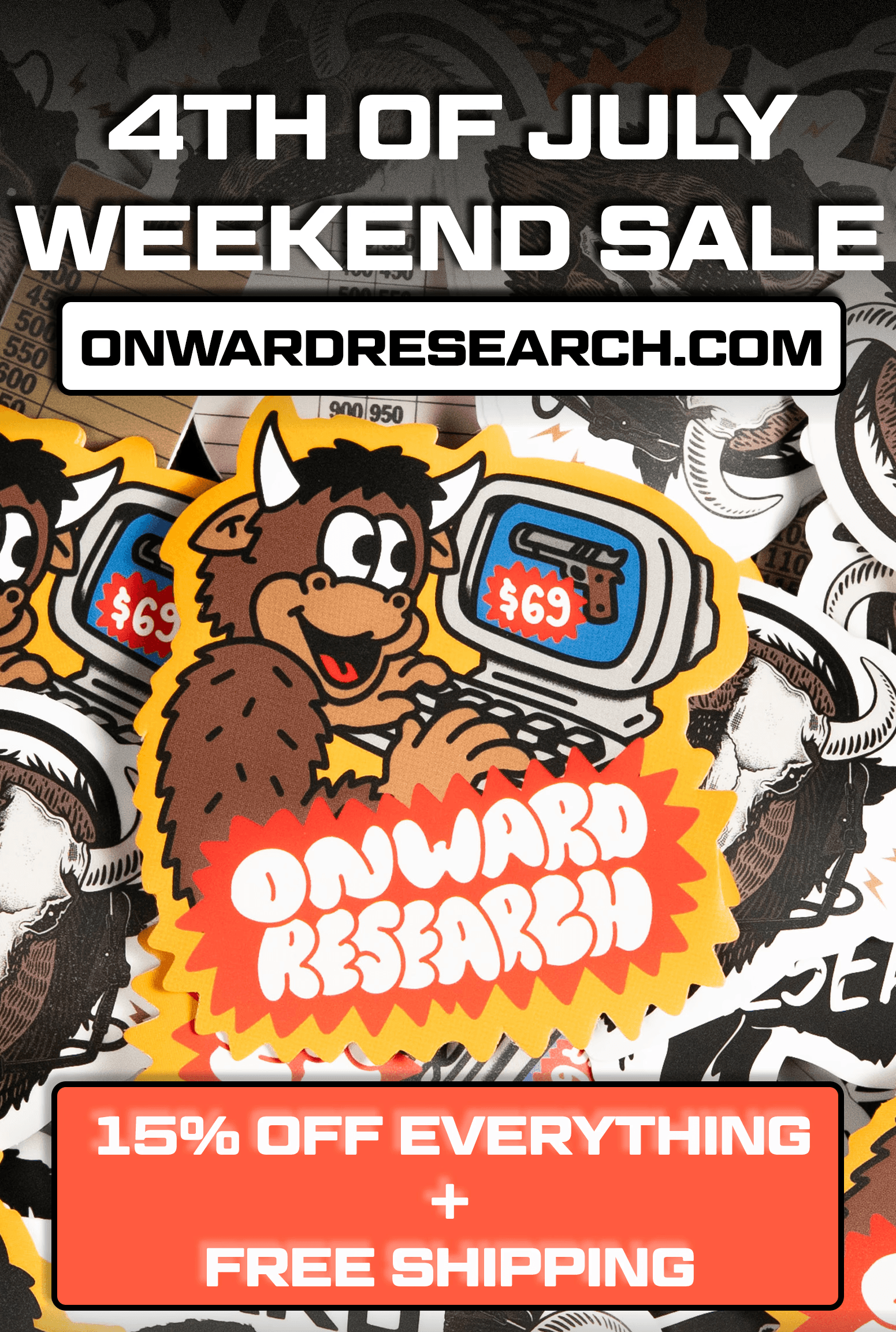 Black and white photo of two people looking at a computer screen with papers on wall