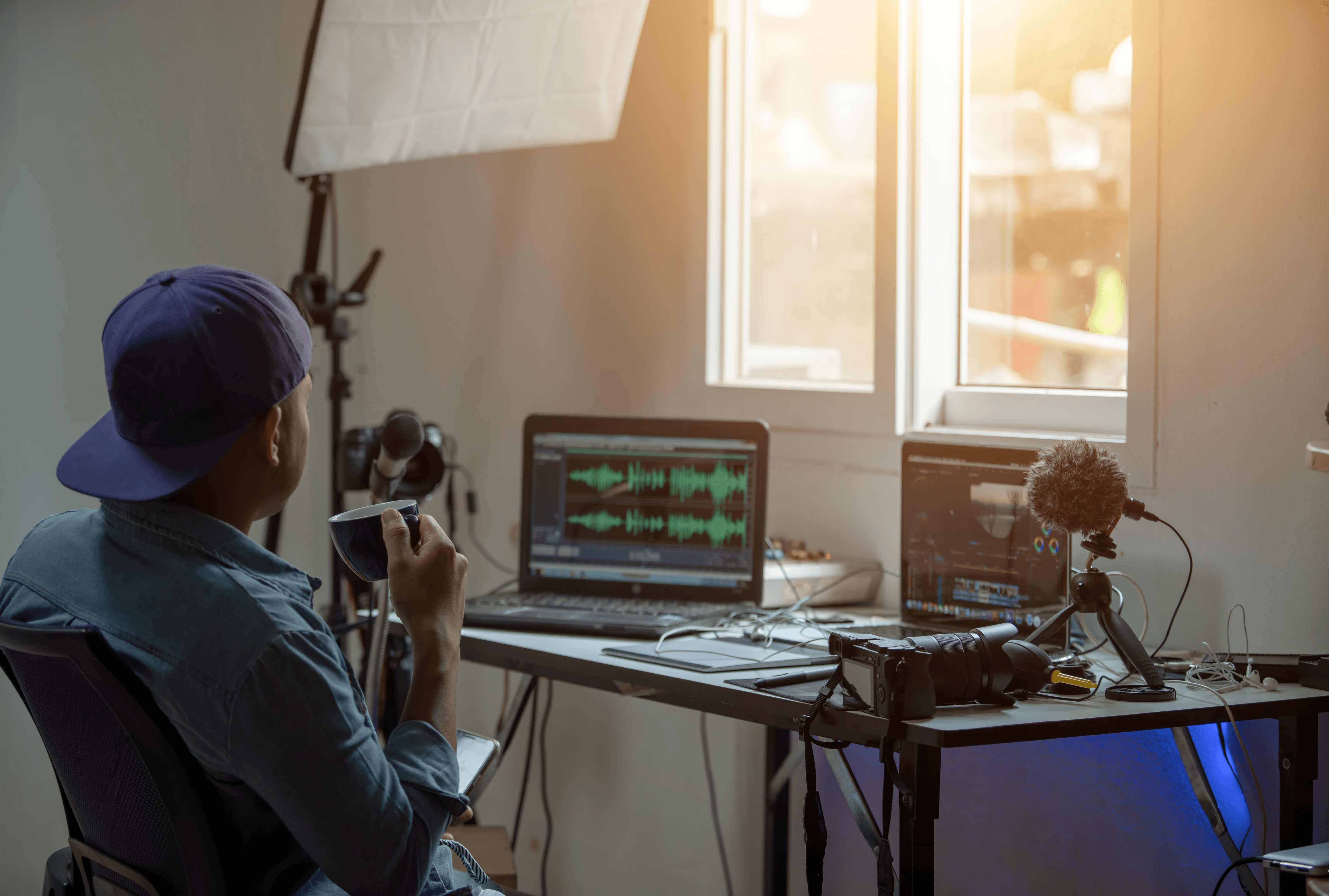 Creator multitasking with lots of equiptment