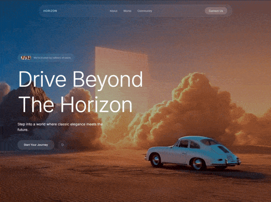 Drive beyond the horizon hero section preview
