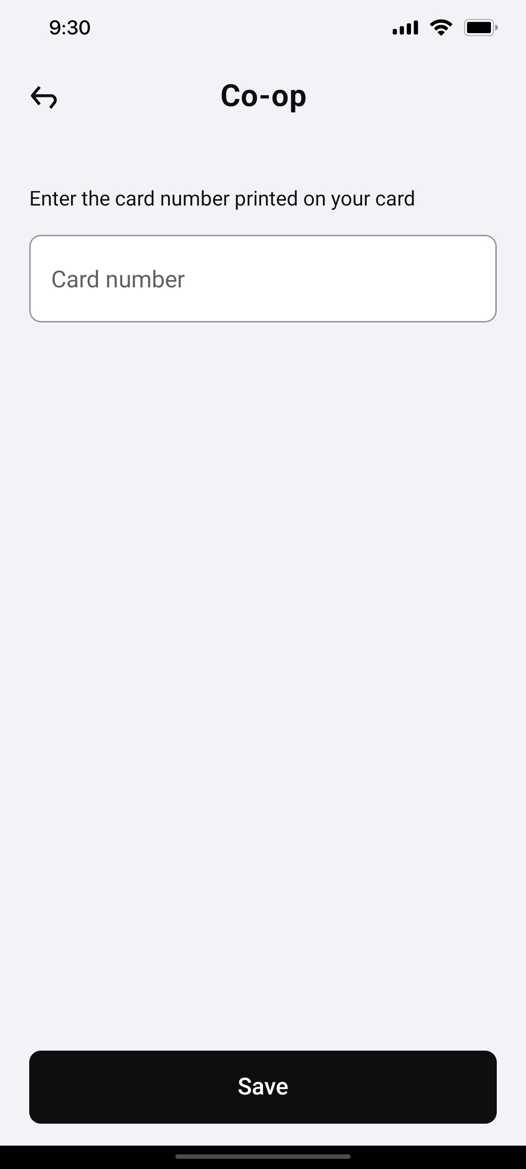 Klarna Enter card Number Page Screen