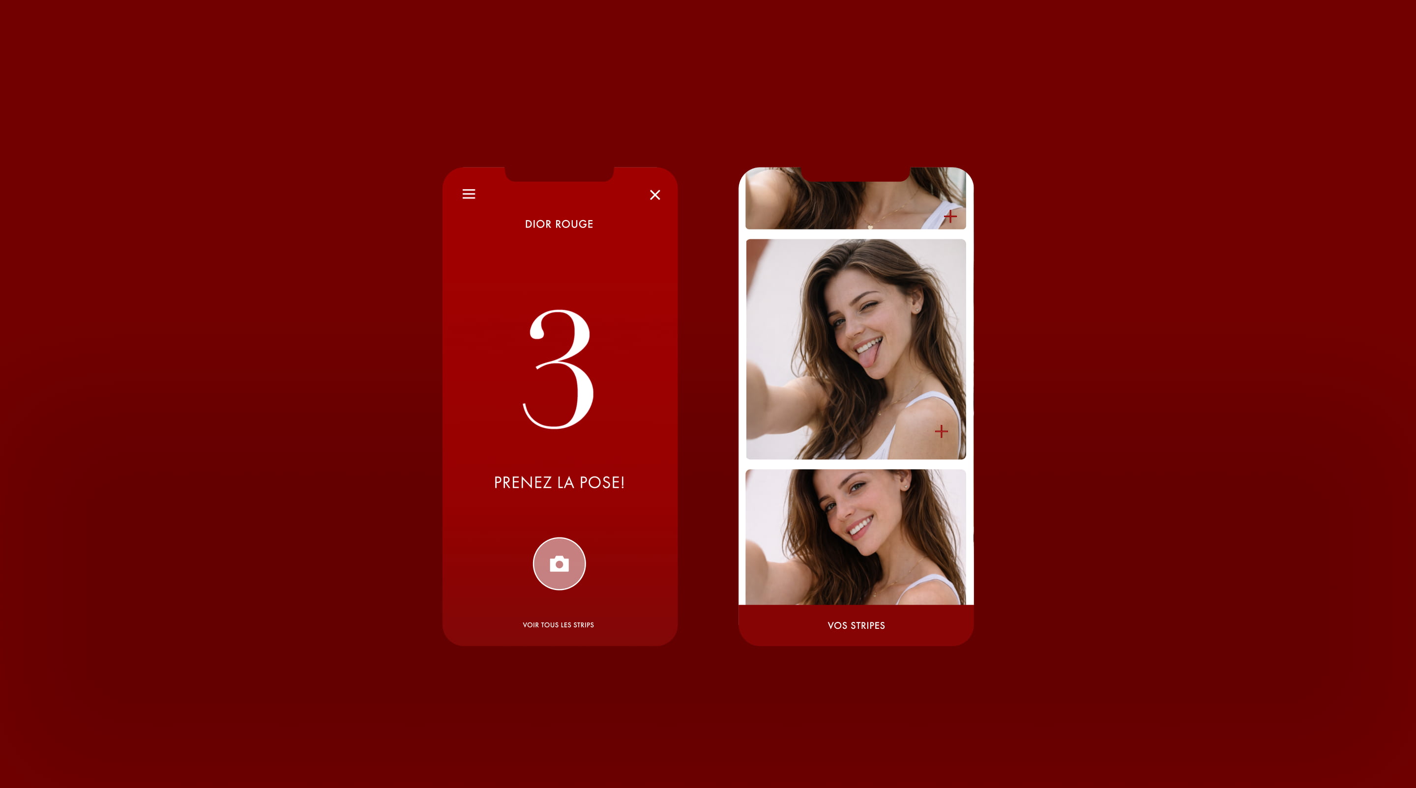 Mobile screens from the Rouge Dior event website
