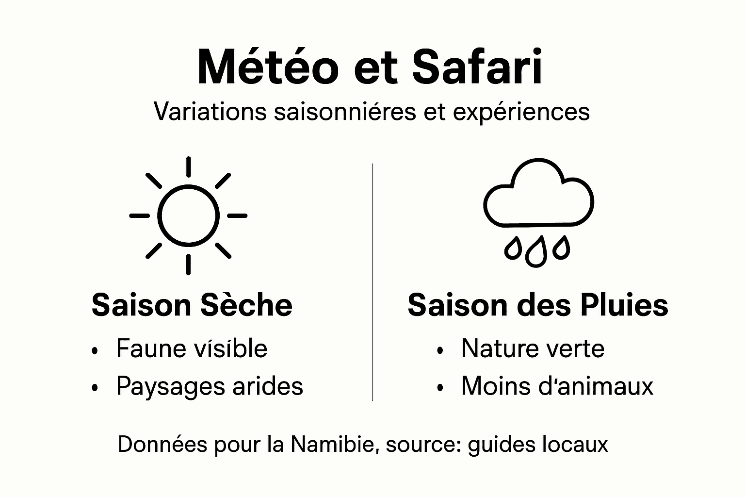 Infographie : safari en saison sèche ou sous la pluie, quels impacts sur votre expérience ?