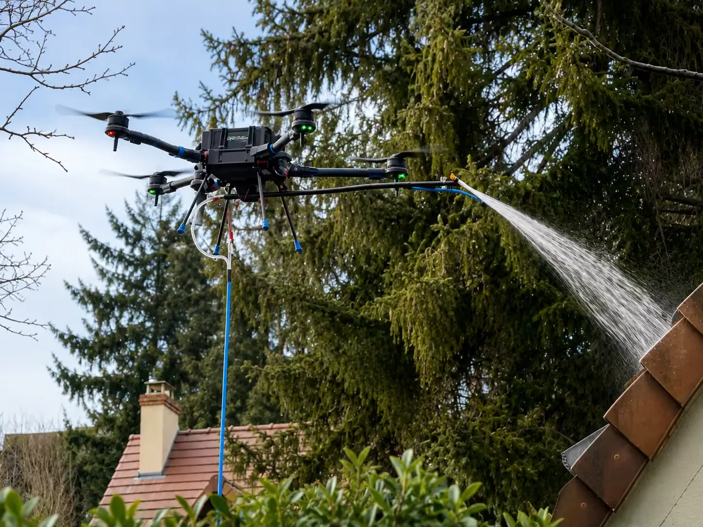 drone de nettoyage qui asperge