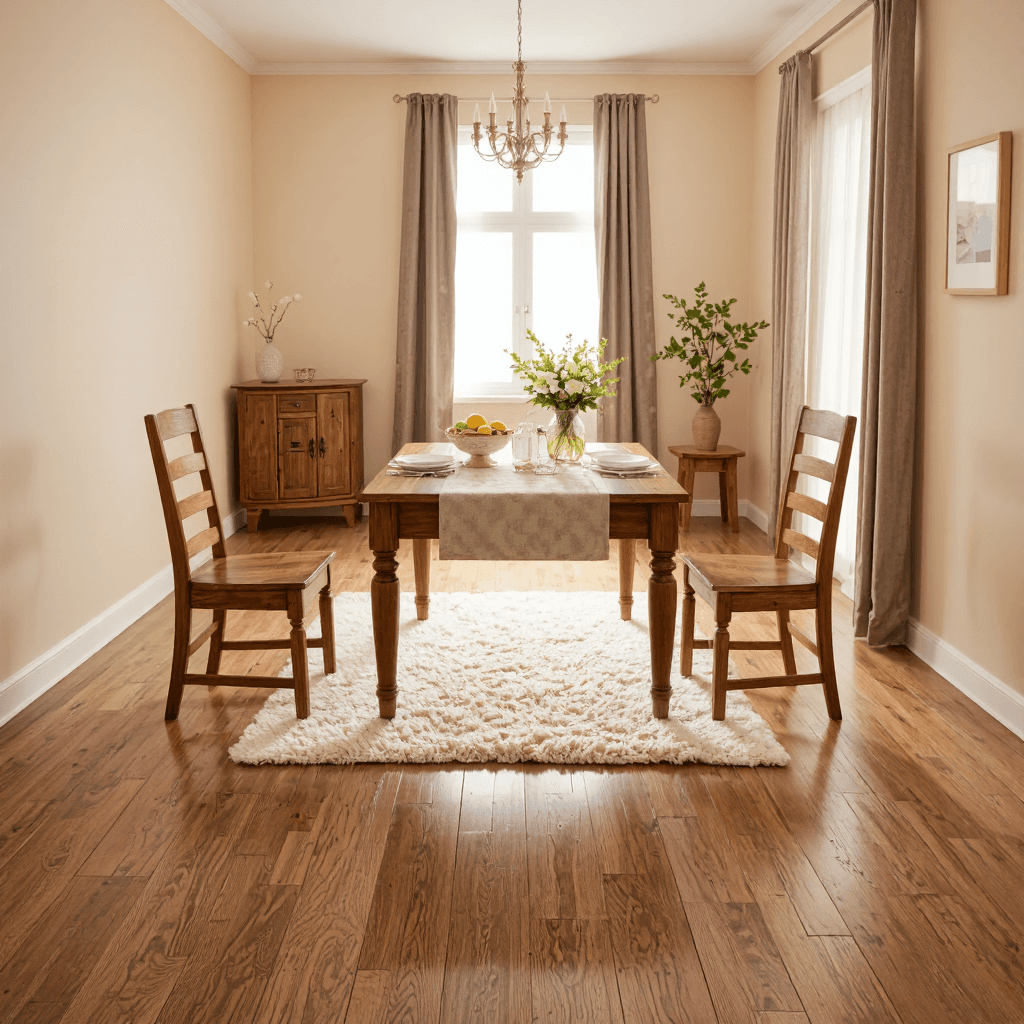 product photography of wooden dining set