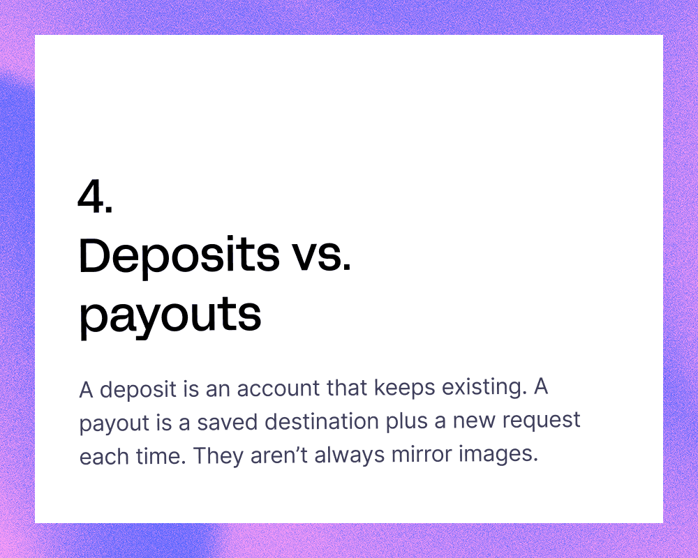 Stablecoin deposits and payouts