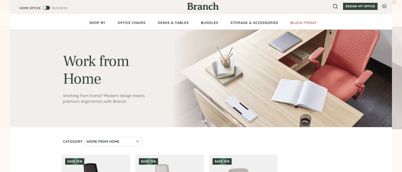 Branch furniture example