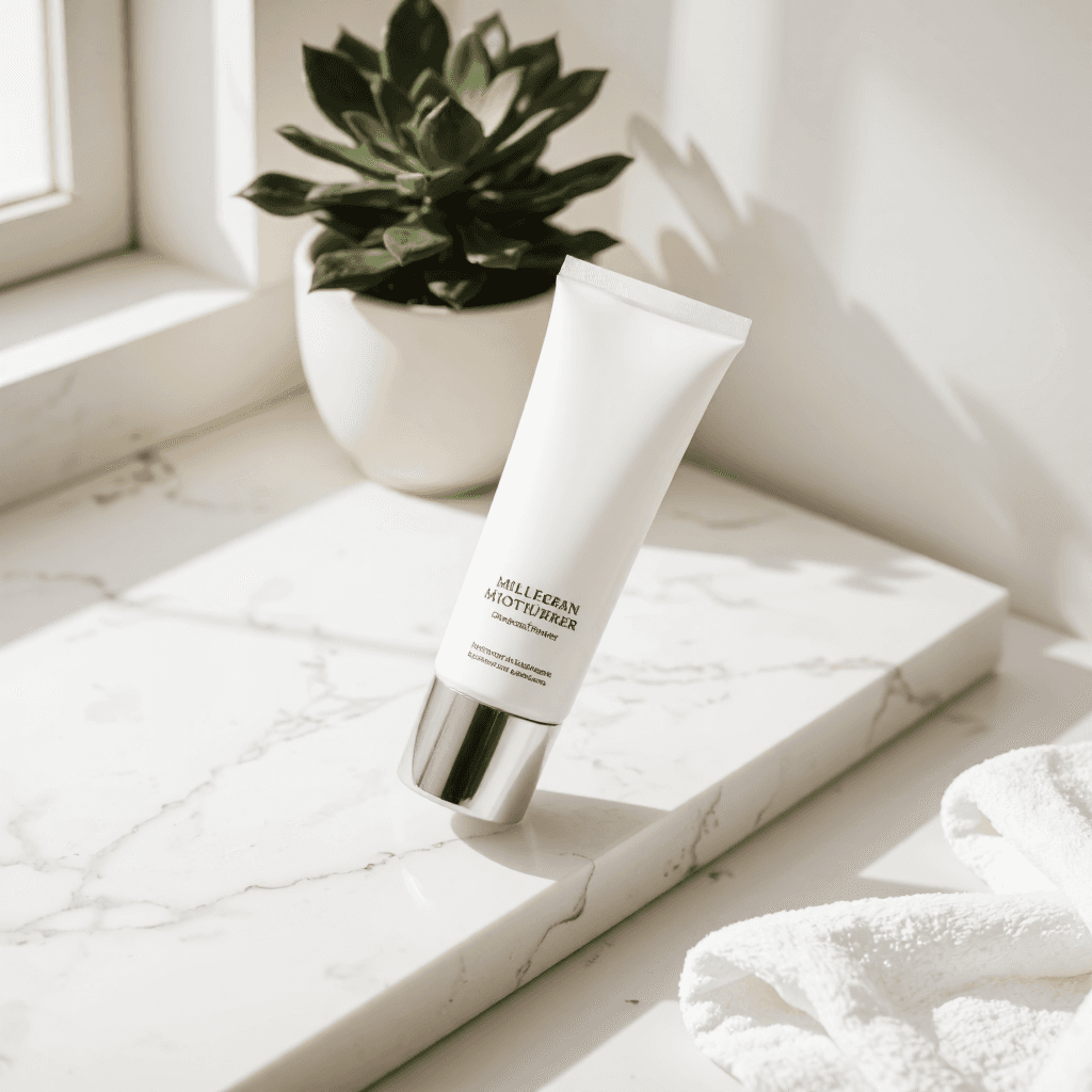 product photography of a tube of moisture cream for skin care