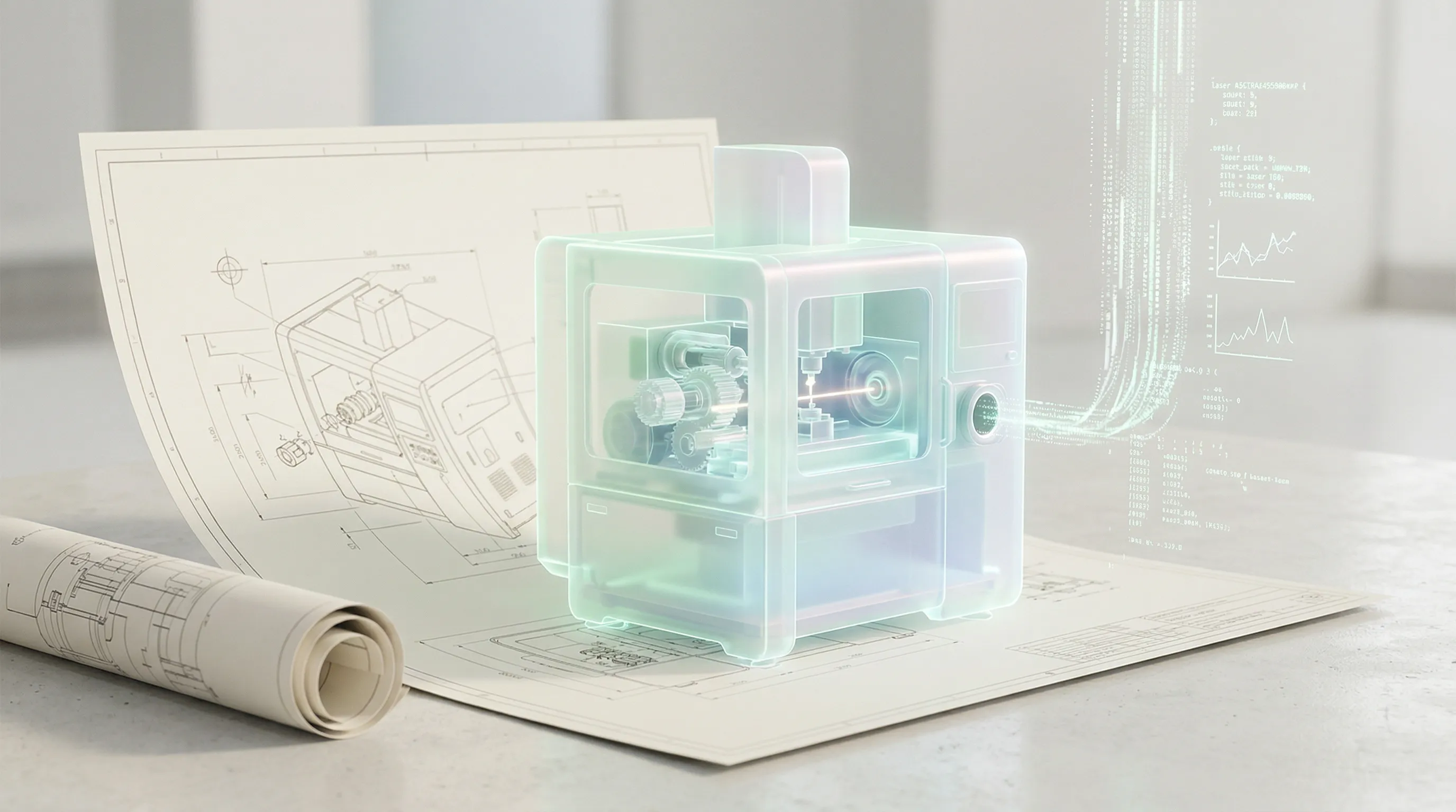 Holographic digital twin of industrial machine seen CAD drawings
