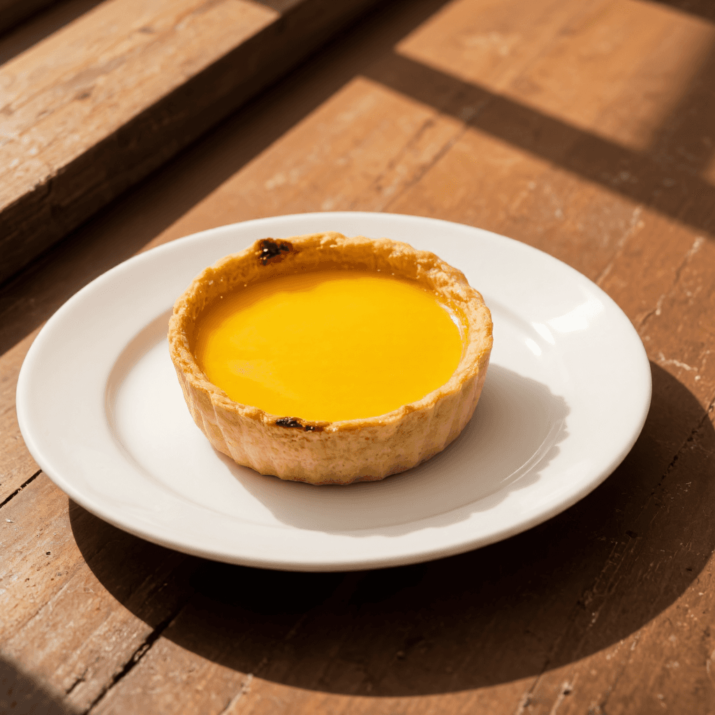 product photography of a baked custard tart