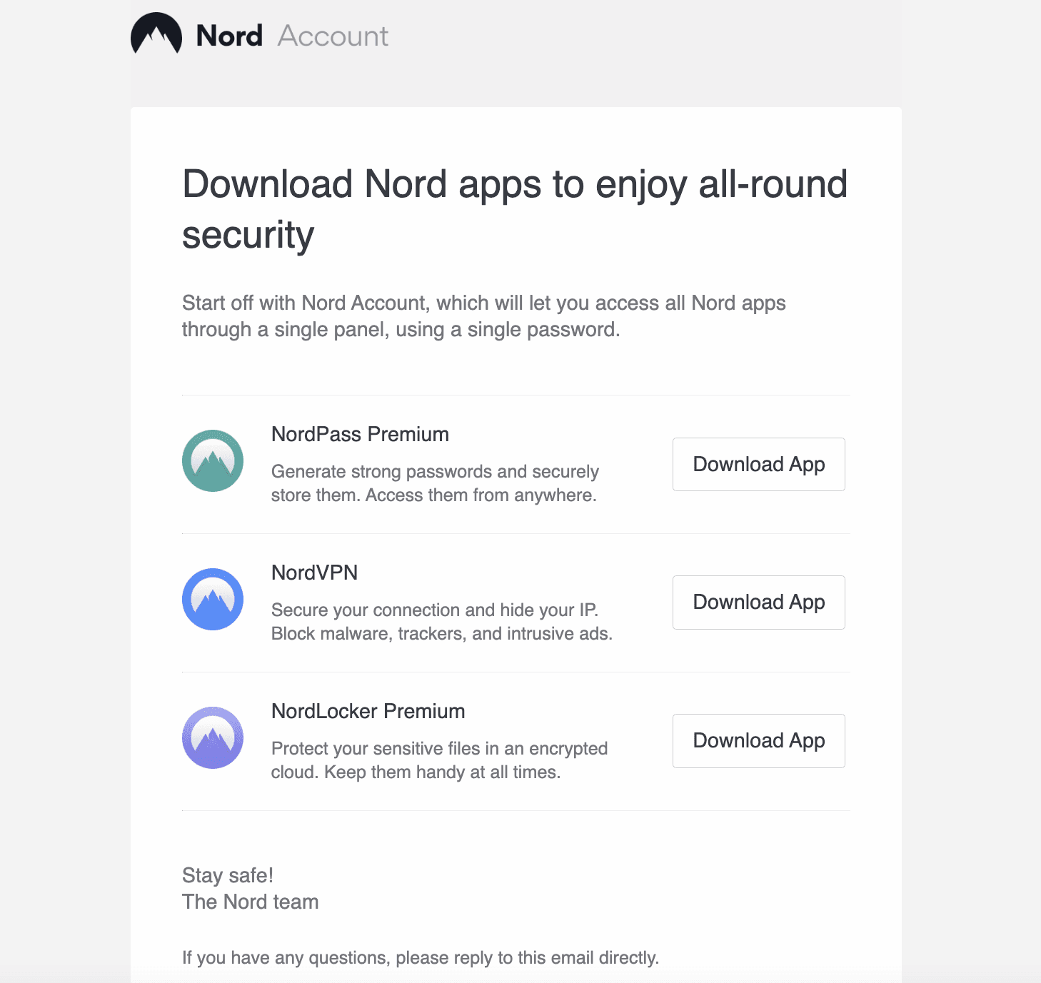 NordVPN onboarding email