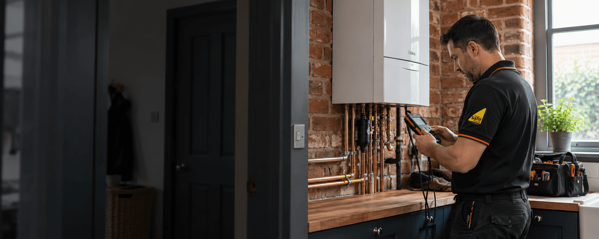 Heating engineer servicing a boiler in Hughenden Valley
