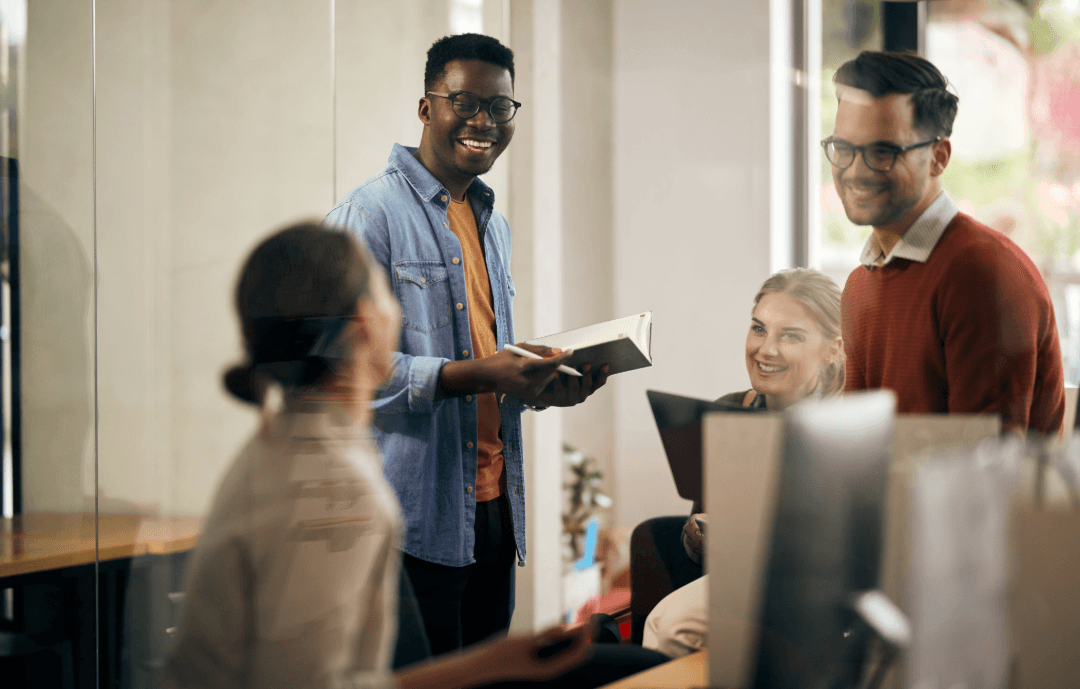 Group of people in small business working together