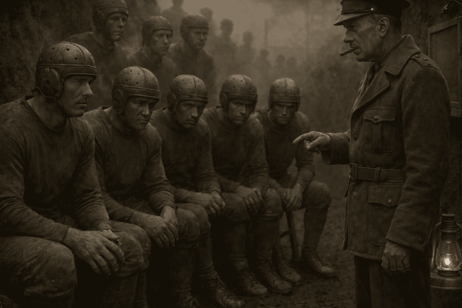 This image documents preparation as discipline rather than motivation. Instruction is delivered sparingly, measured in gestures instead of speeches, as if knowledge itself is a rationed resource.