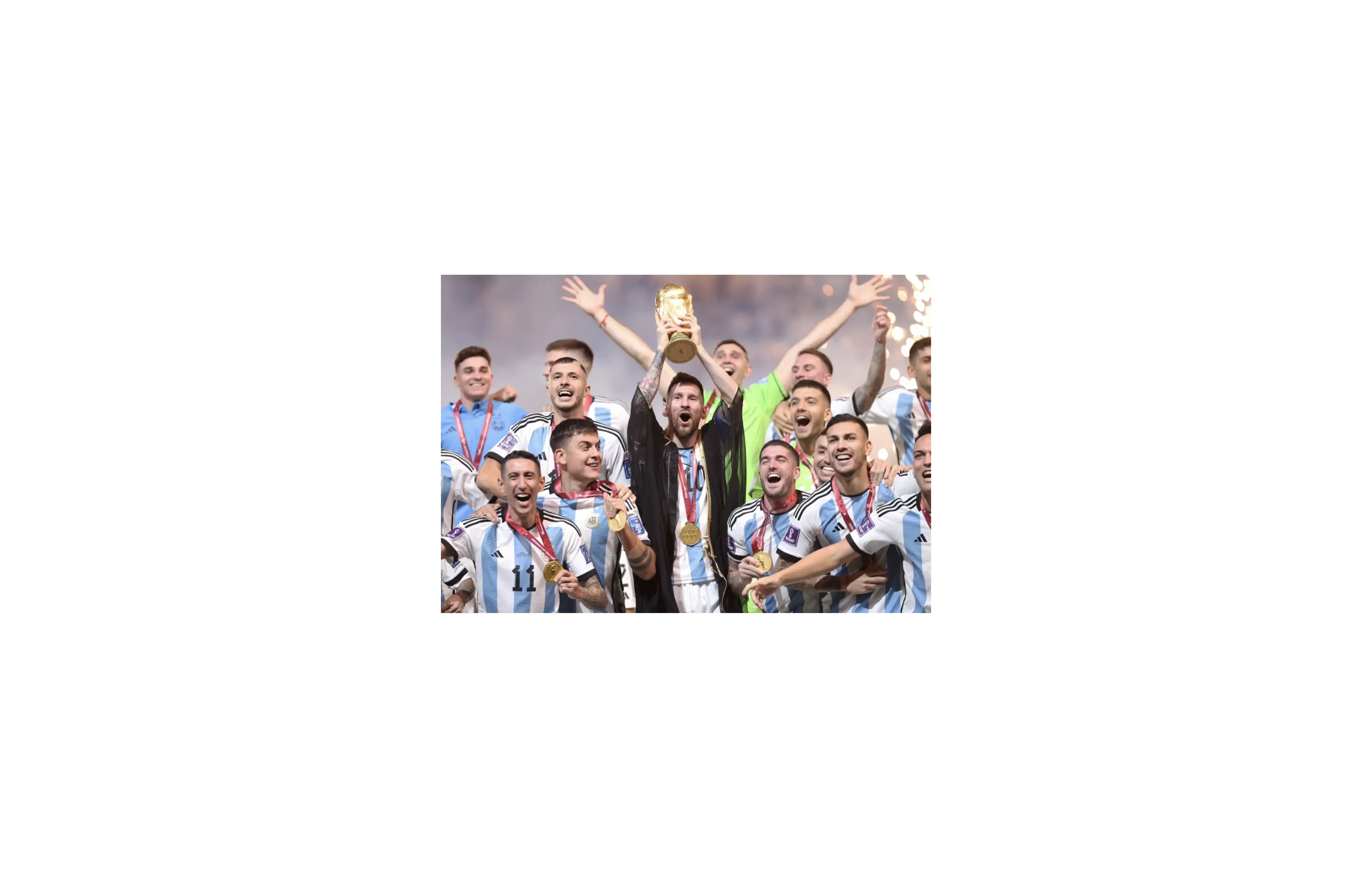 Argentina celebrate winning the 2022 FIFA World Cup in Qatar, where a Category 3 ticket cost $69 or 412,880 satoshis