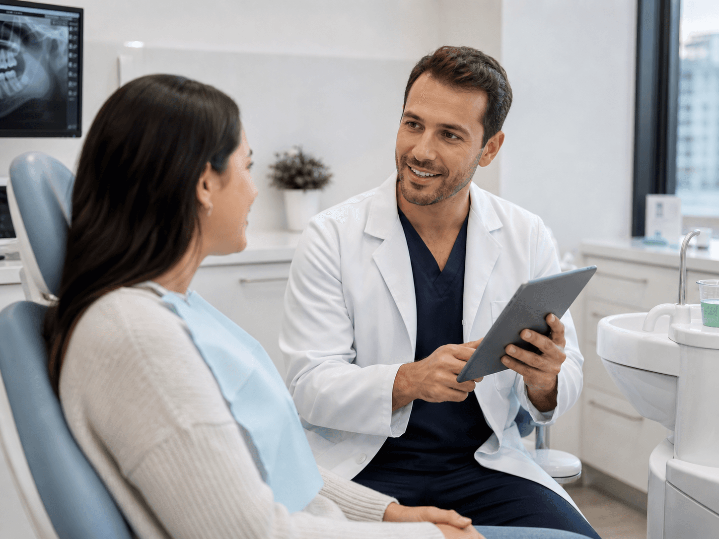dentista preenchendo anamnese odontológica