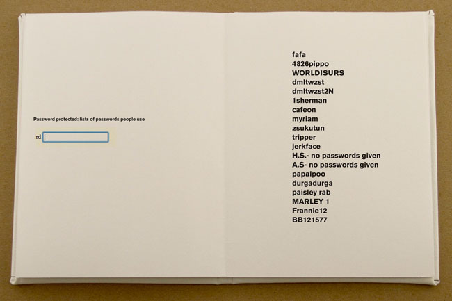 A white envelope with text printed on its right side. The text includes "fafa", "4826pippo", "WORLDISURS", "dmltwzst2N", "1sherman", "cafeon", "myriam", "zsukutun", "tripper", "jerkface", "H.S.- no passwords given", "A.S.- no passwords given", "papalpoo", "durgadurga", "paisley rab", "MARLEY 1", "Frannie12", and "BB121577". A blue rectangle is drawn on the left side of the envelope.