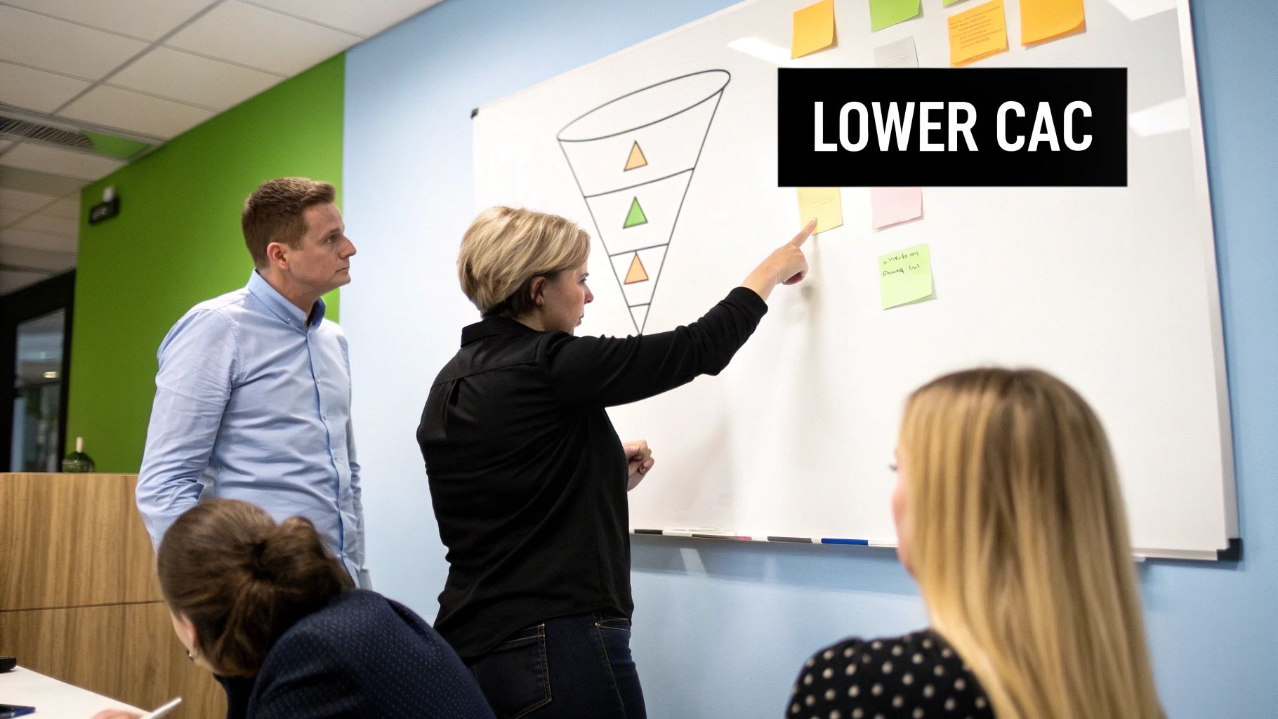 Several arrows pointing downward on a financial chart, representing cost reduction