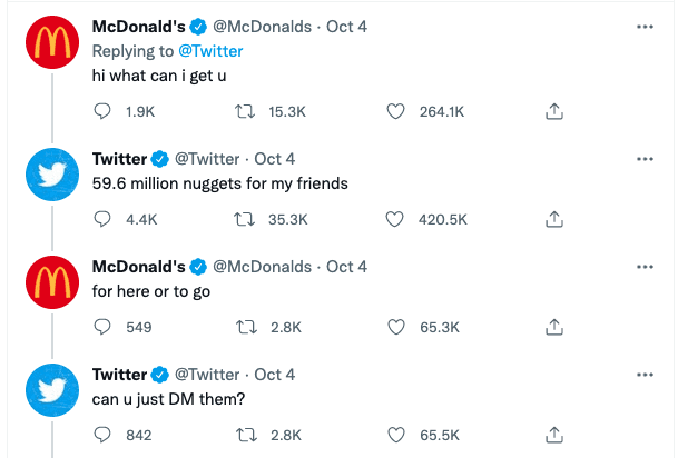 Twitter engages with McDonald's