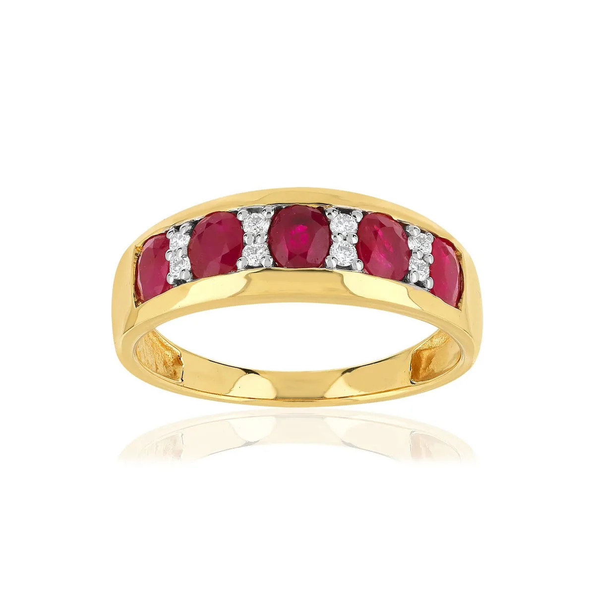 Bague en deux ors 750 sertie de diamants et rubis