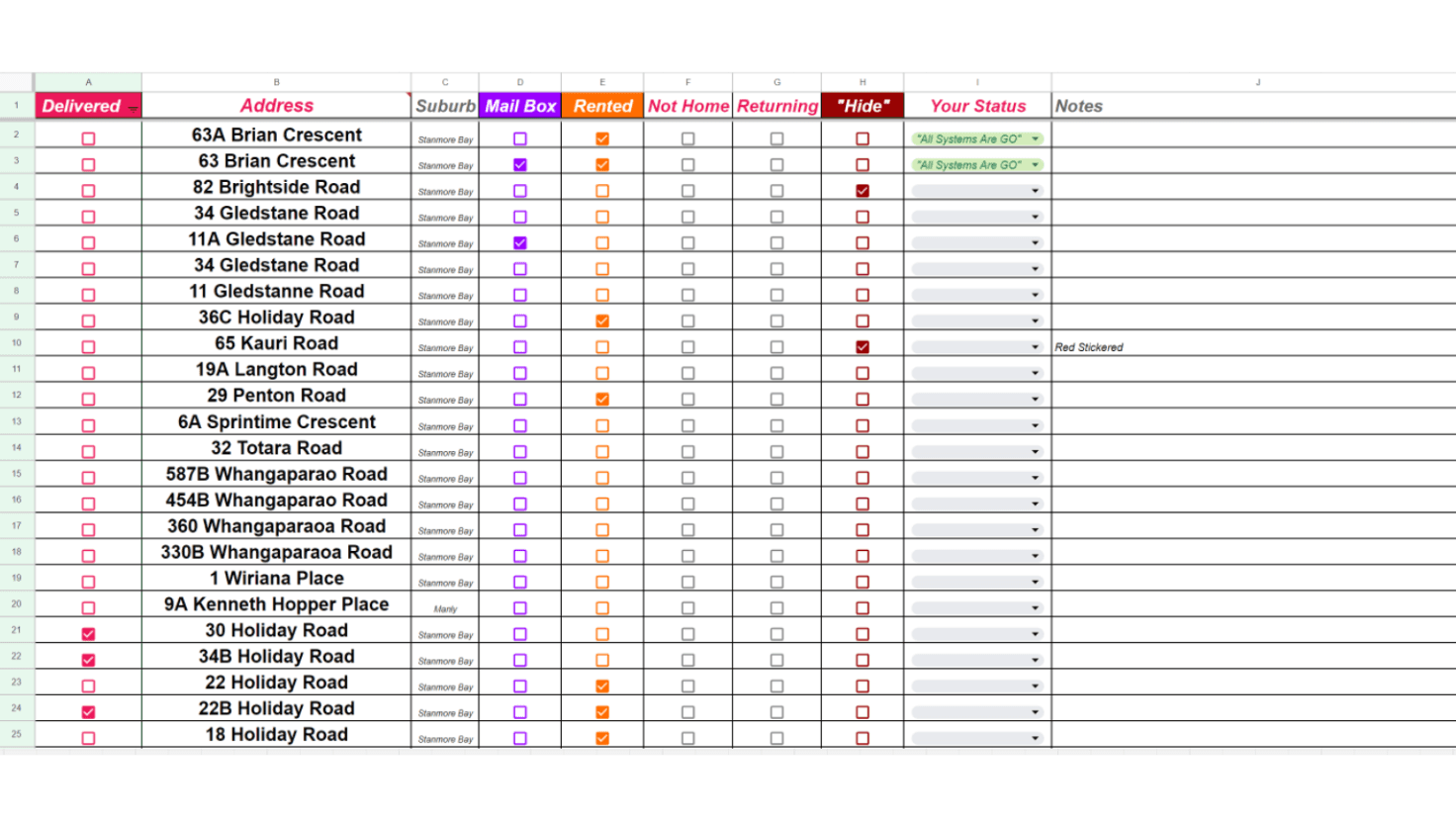 Excel spreadsheet workflow before Doorknock app