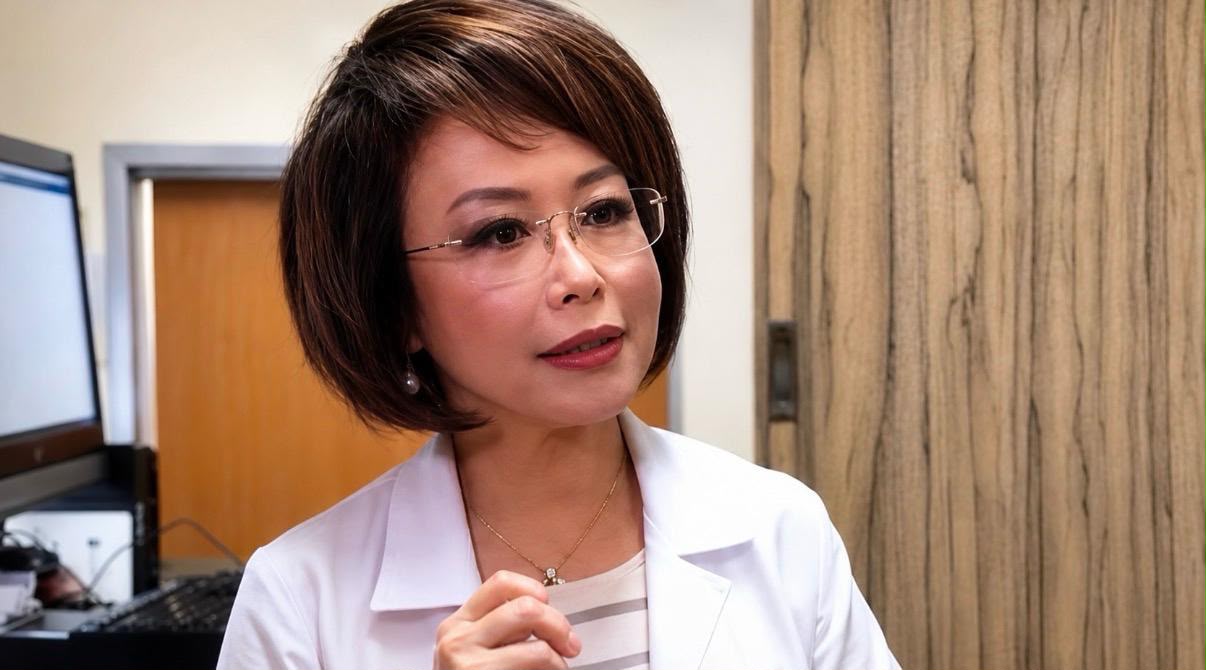 Dr Lily Neo in a white coat