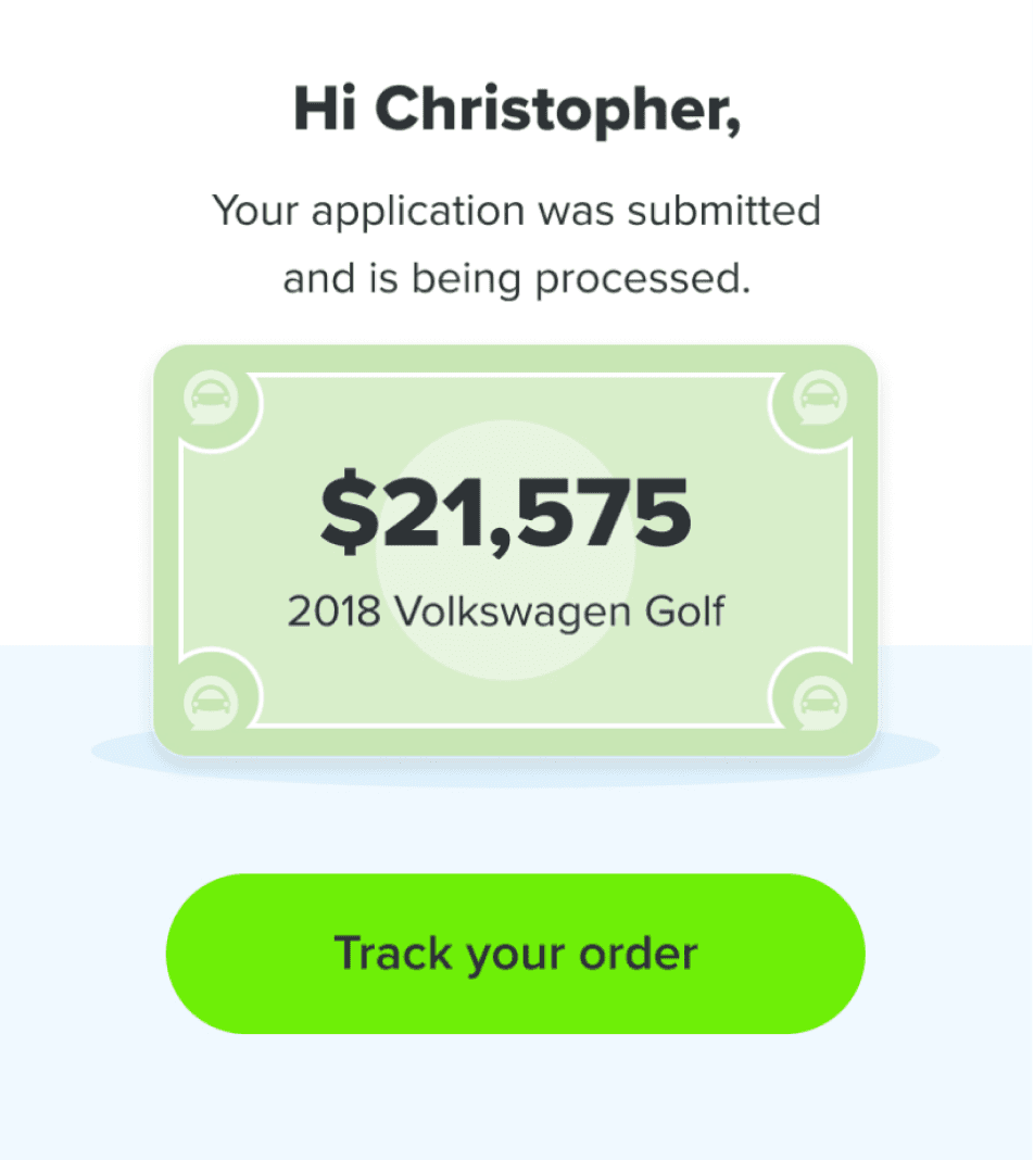 End of trade-in flow - track order CTA (in cases where the user has already selected a car)