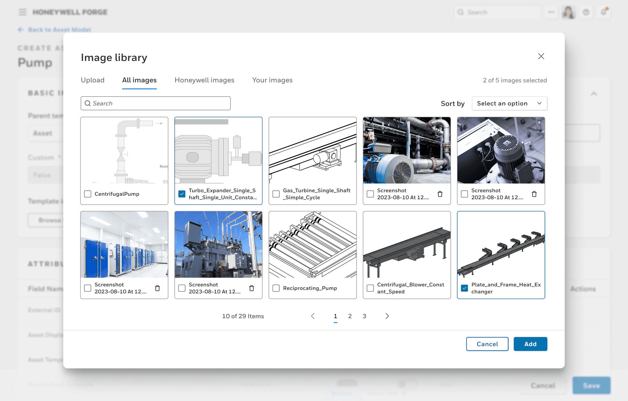 Final design for selecting images to the image library