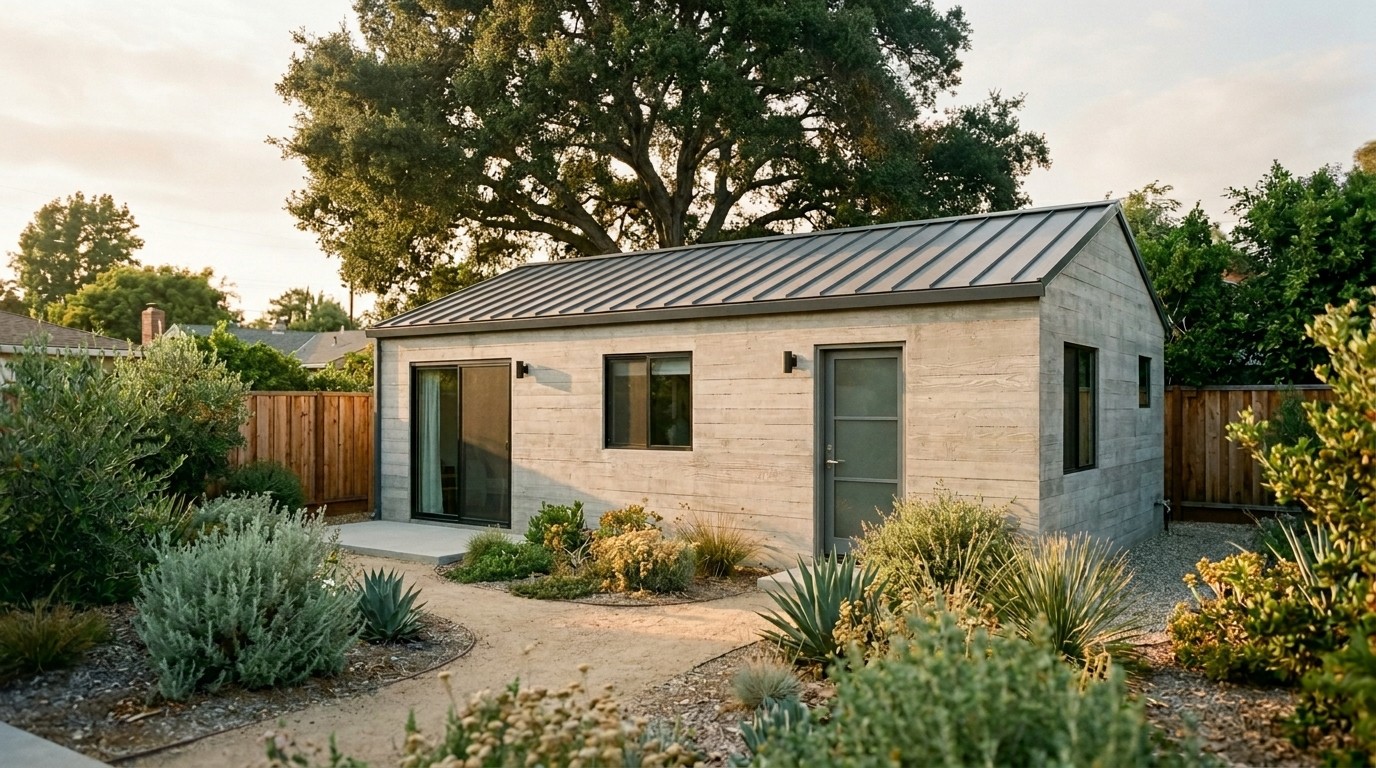 Builtech Construction Group - Modern Concrete House California Golden Hour
