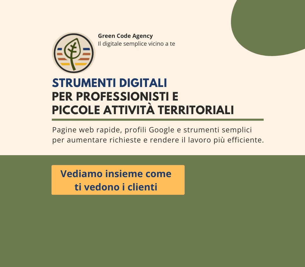 screen di sito web professionale di attività al commercio