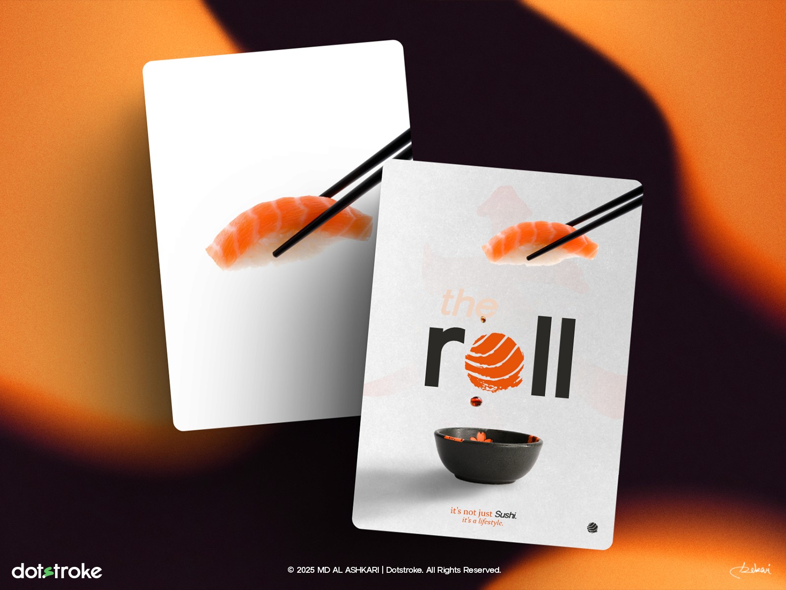 Sushi Promo Social Media Poster Design by Dotstroke | Ashkari Showcasing fresh Japanese cuisine, with modern layout, bold text, and vibrant colors ideal for restaurant marketing on social media.