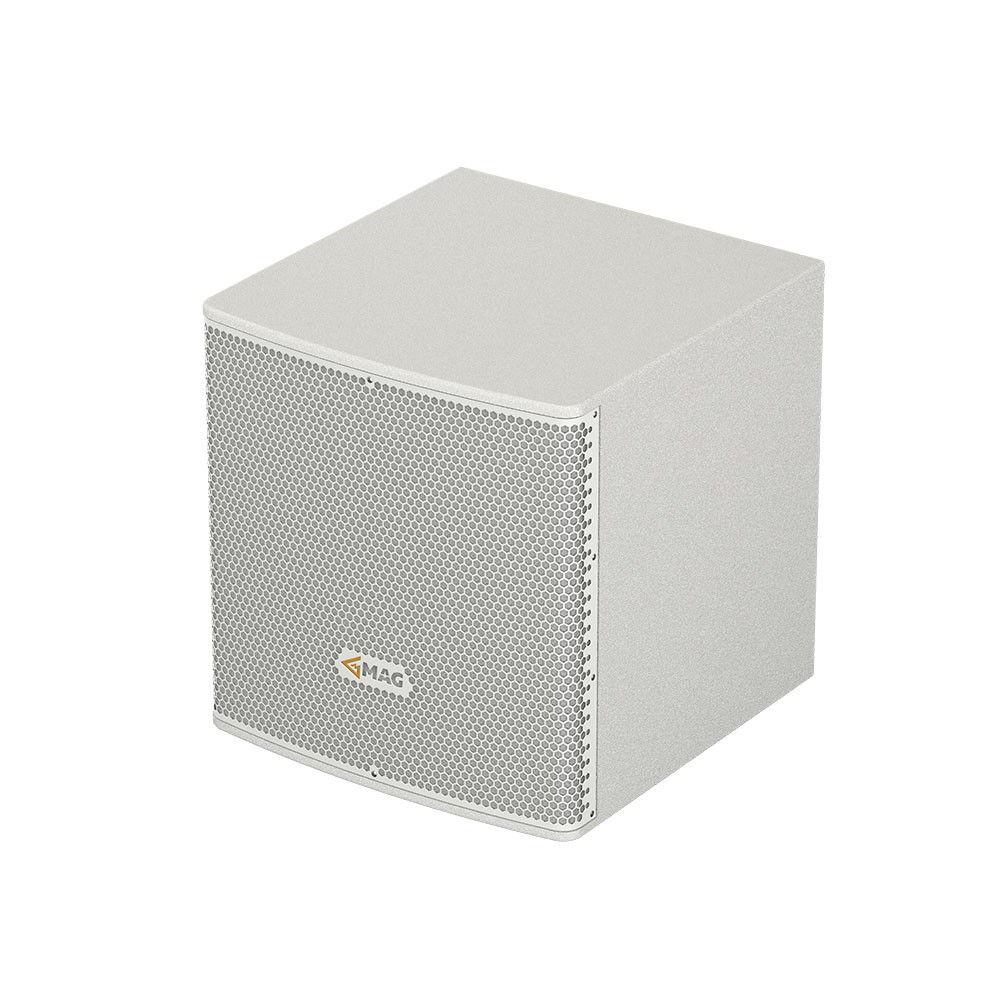 White MAG speaker with metal grill