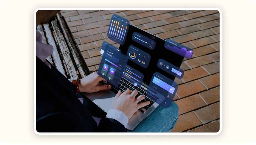 person using laptop