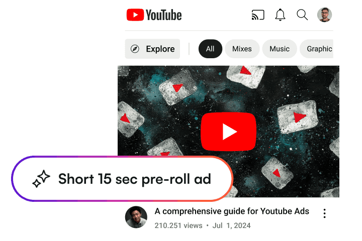 Create any type of ads for YouTube