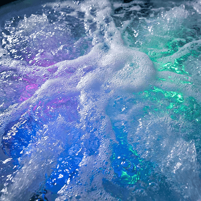 a pool with blue water is shown from above