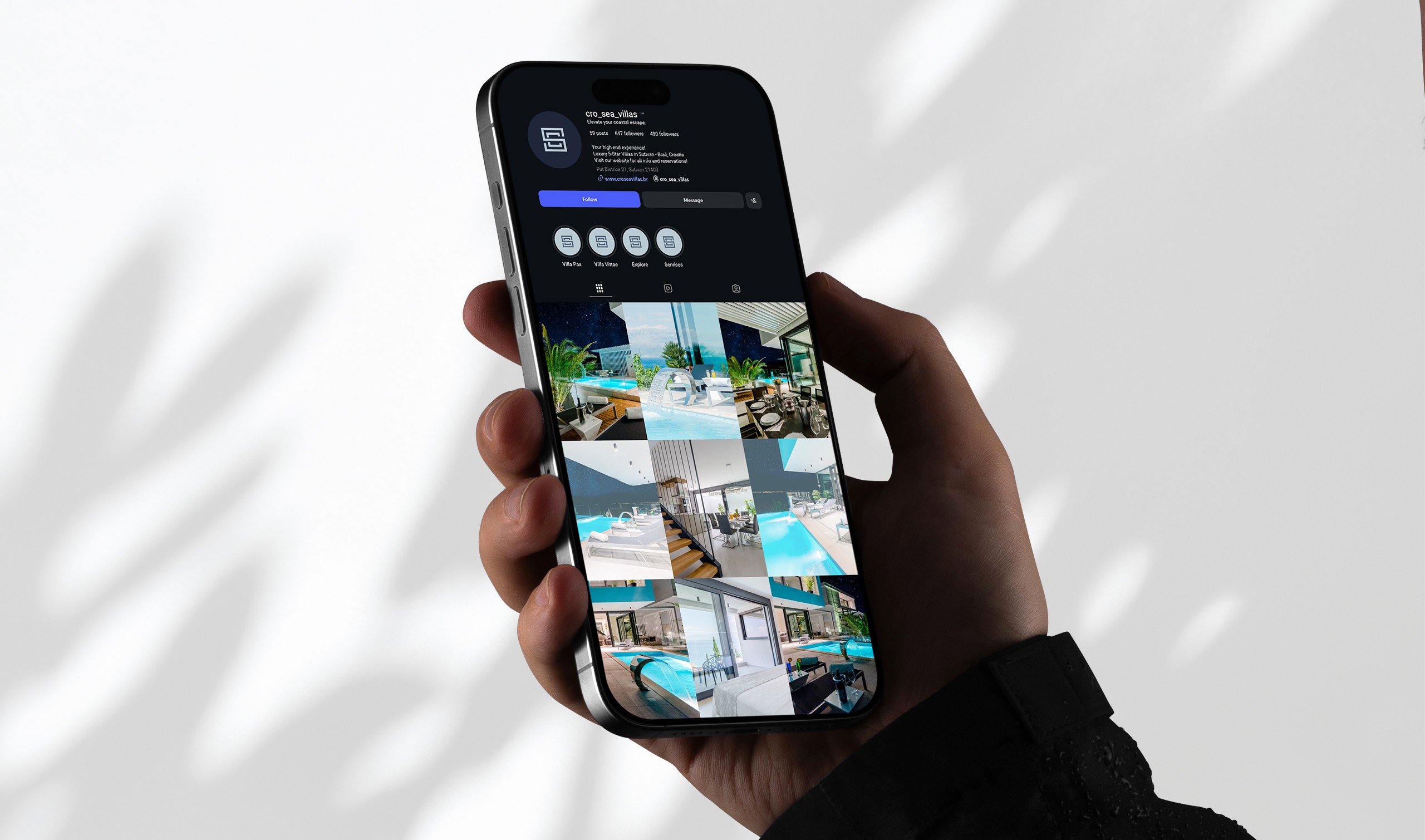Cro Sea Villas digital marketing — mobile app and social media presence
