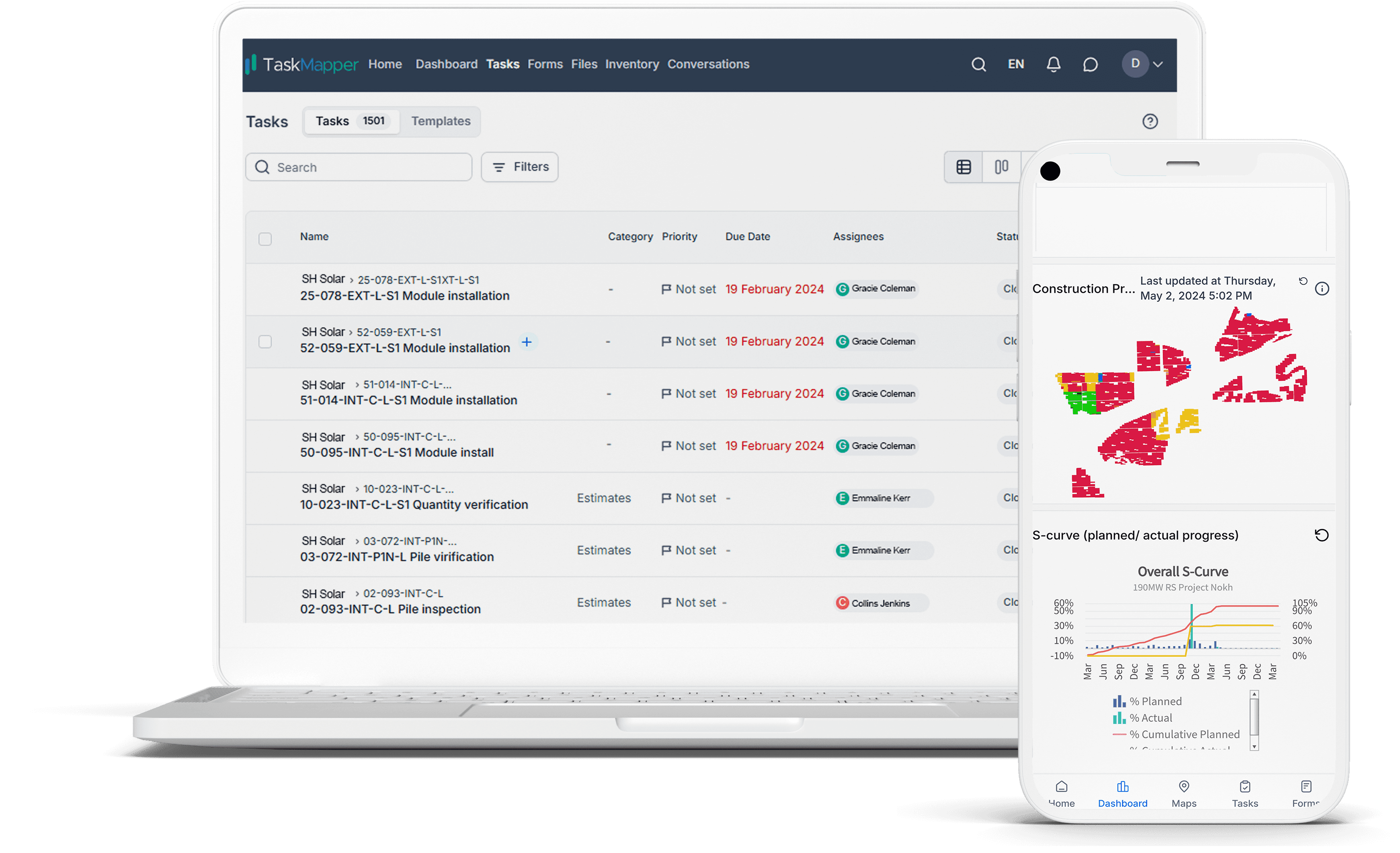 TaskMapper: Track technical, legal, and financial activities using task boards and calendars for better visibility and timely completion of milestones.