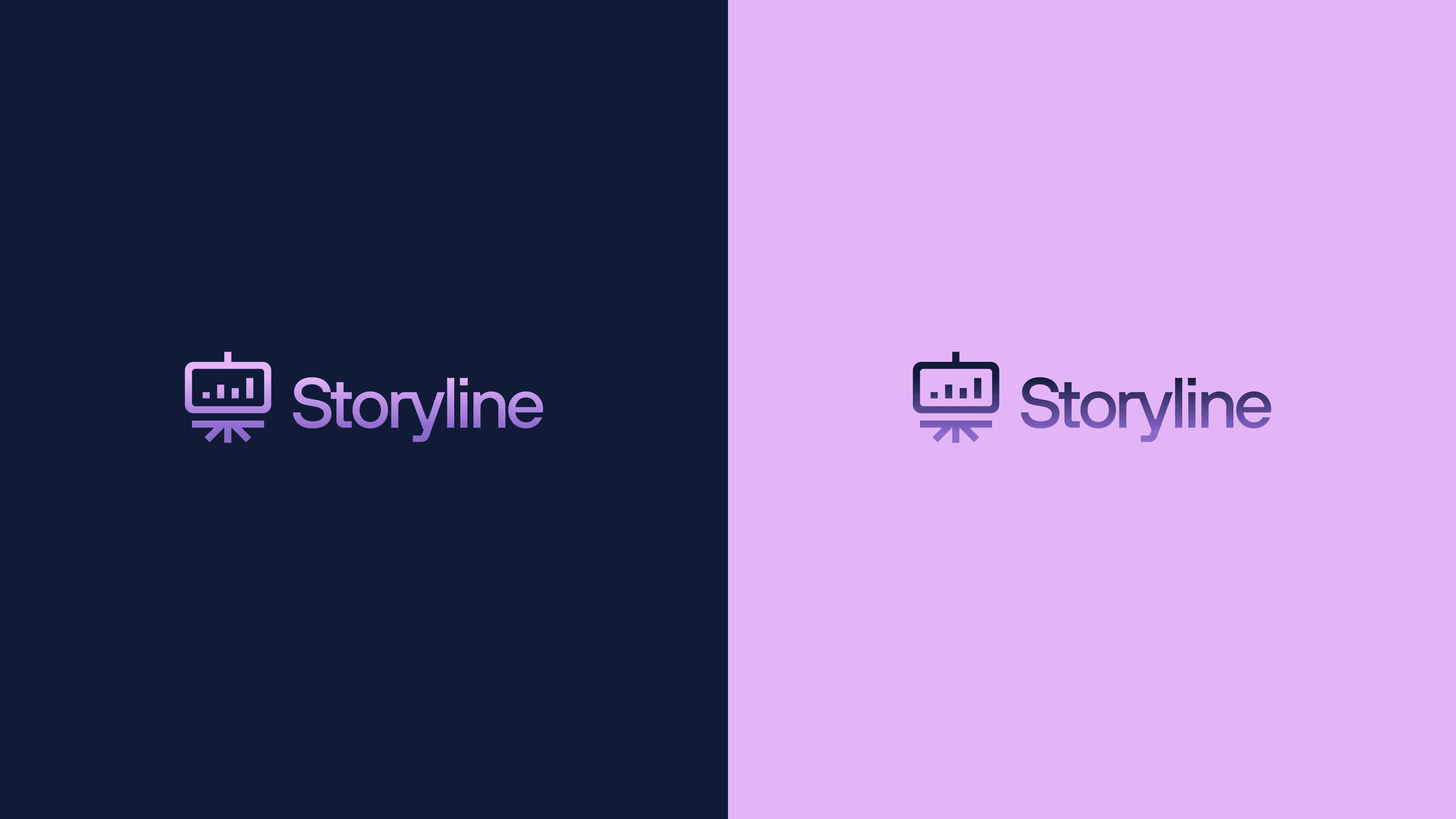 Storyline negative & positive monochrome logos.