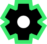Robotic arm icon in black and green